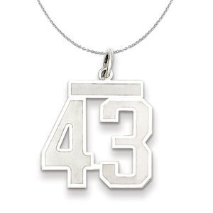 Sterling Silver, Jersey Collection, Medium Number 43 Necklace - 20 In